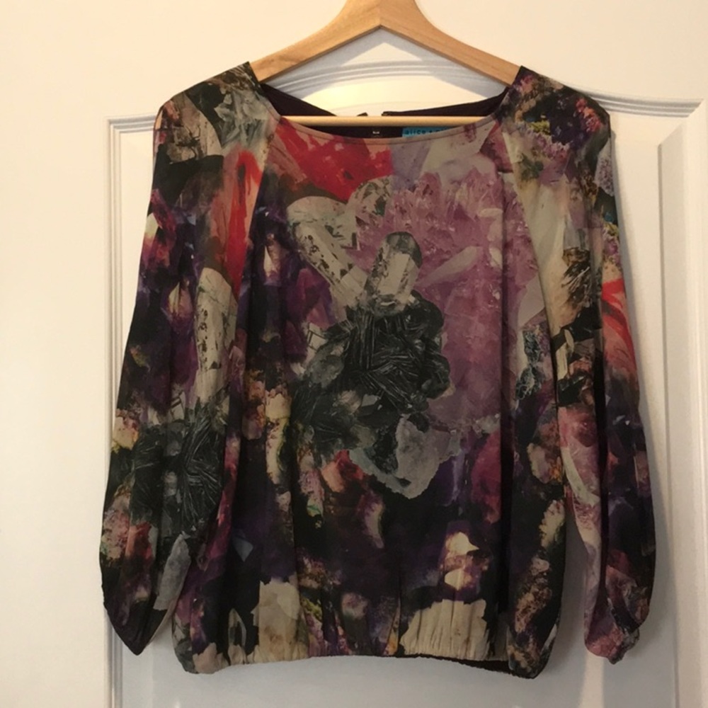 Silk top by Alice+Olivia, size M, multi colored